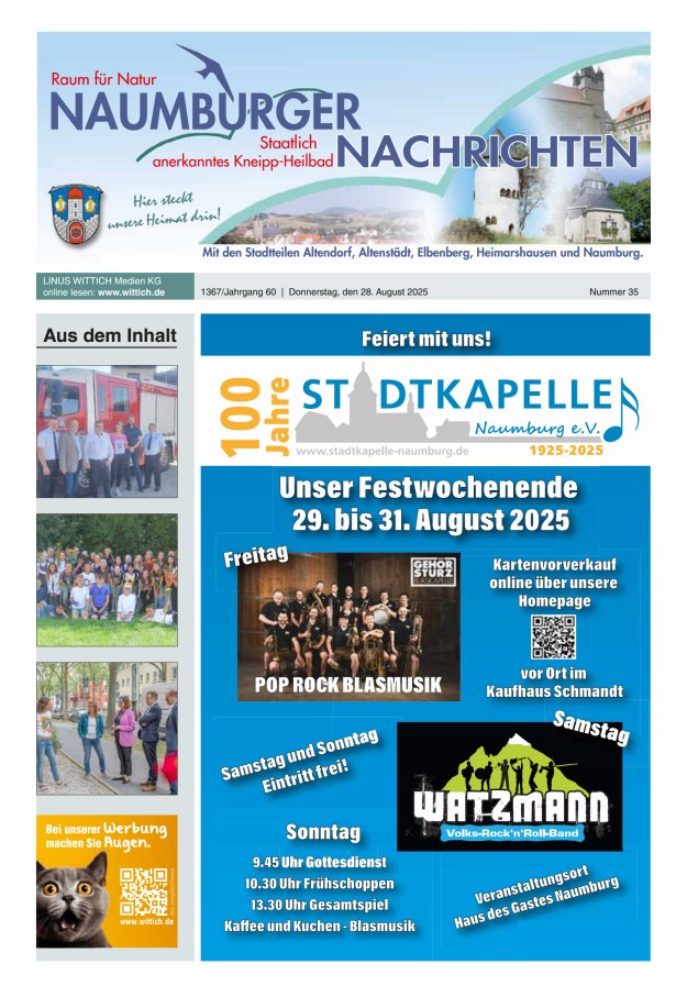 Naumburger Nachrichten Titelblatt 35/2025