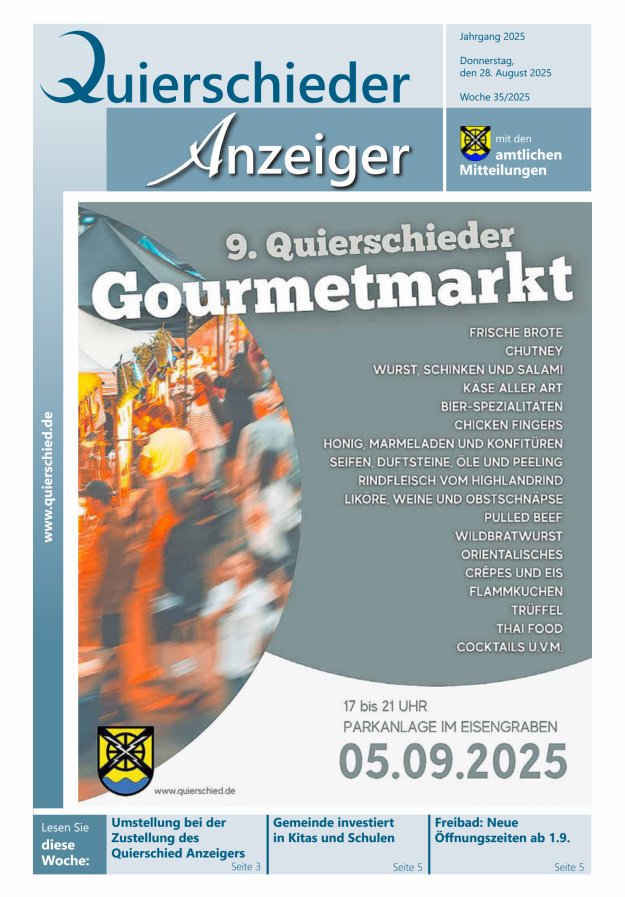 Quierschieder Anzeiger Titelblatt 35/2025