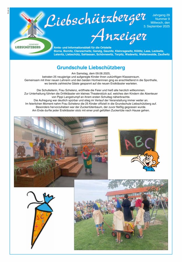Liebschützberger Anzeiger - Amts- und Informationsblatt Titelblatt 09/2025