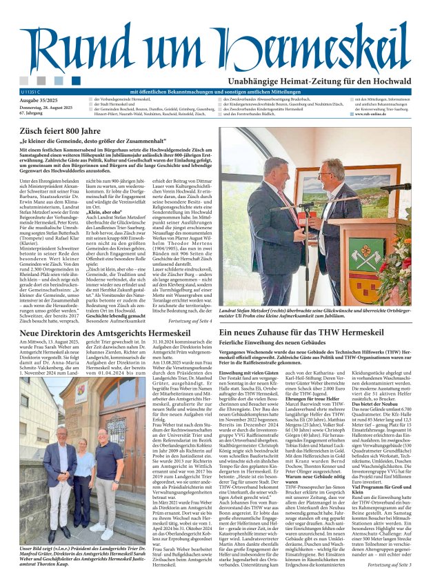 Rund um Hermeskeil Titelblatt 35/2025