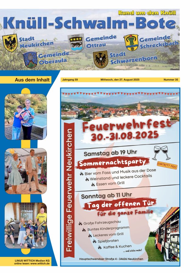 Knüll-Schwalm-Bote Titelblatt 35/2025