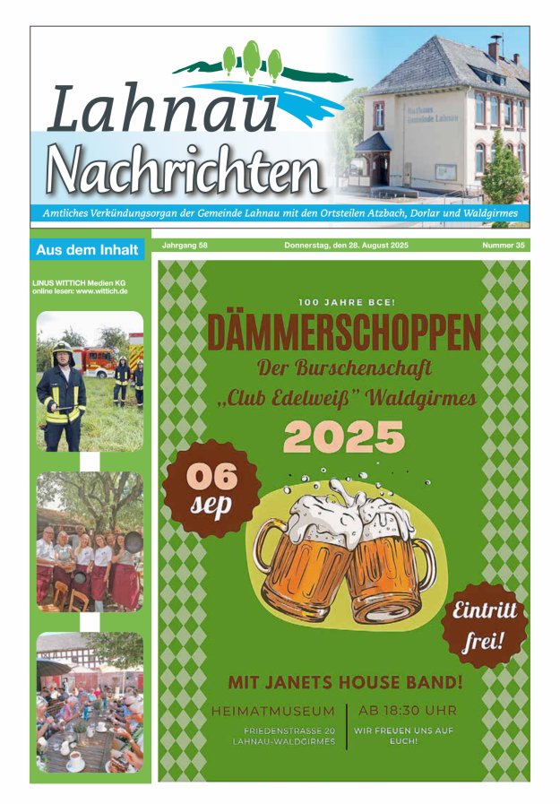 Lahnau Nachrichten Titelblatt 35/2025