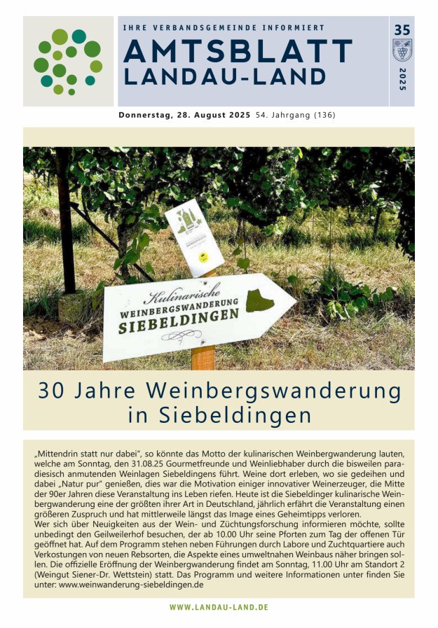 Amtsblatt VG Landau-Land Titelblatt 35/2025