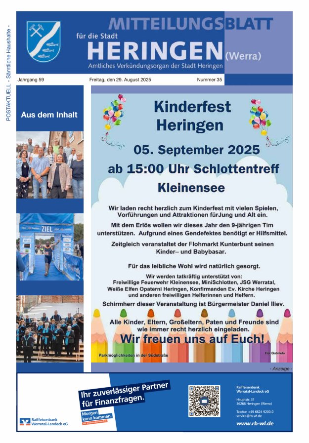 Mitteilungsblatt Heringen Titelblatt 35/2025