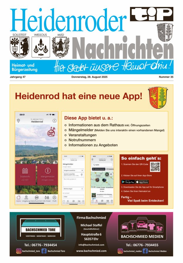 "tip" Heidenroder Nachrichten Titelblatt 35/2025