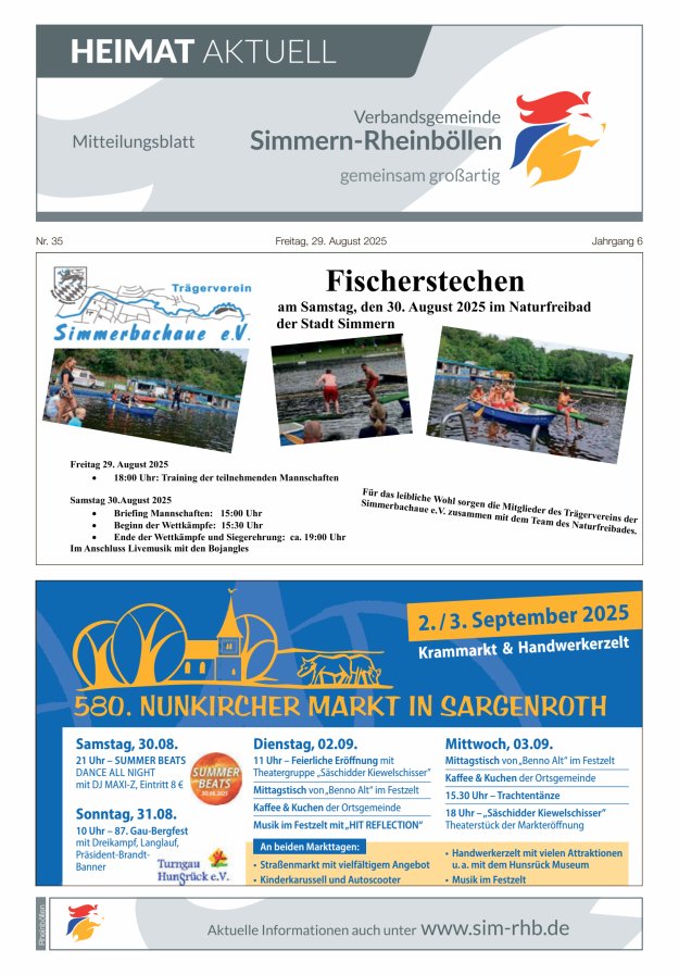 Heimat Aktuell Mitteilungsblatt der VG Simmern-Rheinböllen-Ausg Rheinböllen Titelblatt 35/2025