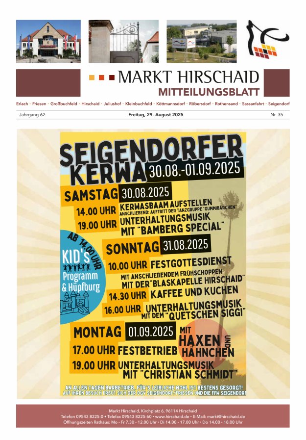 Mitteilungsblatt Markt Hirschaid Titelblatt 35/2025
