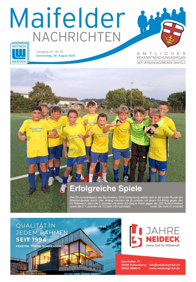 Maifelder Nachrichten - Wochenzeitung der Verbandsgemeinde Maifeld Titelblatt 35/2025
