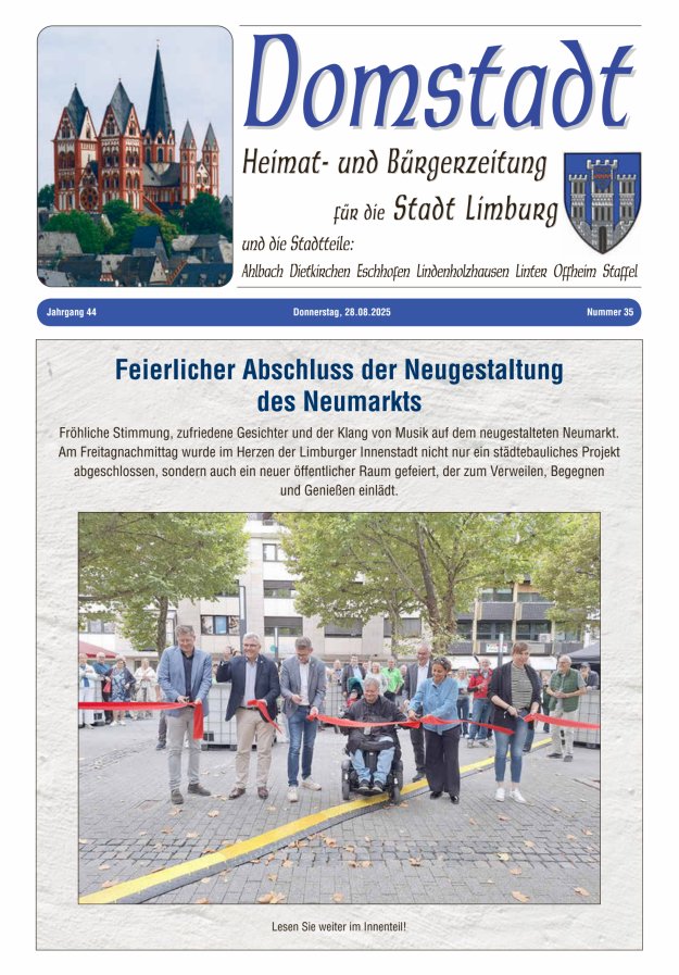 Domstadt - Heimat- und Bürgerzeitung für die Stadt Limburg Titelblatt 35/2025