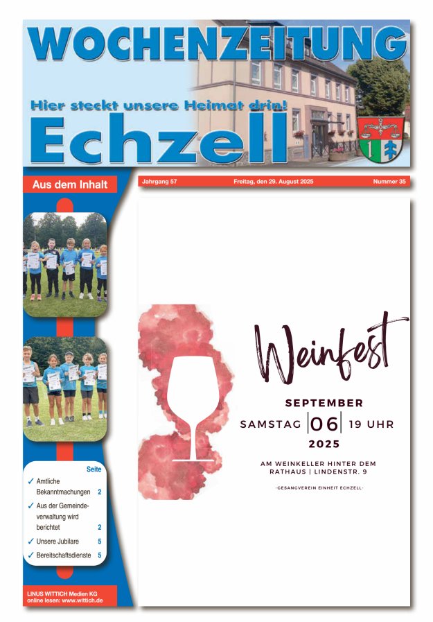 Wochenzeitung für die Gemeinde Echzell Titelblatt 35/2025