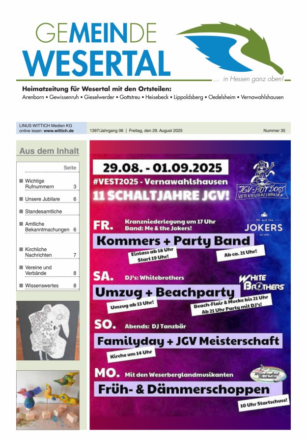 Wesertal Titelblatt 35/2025