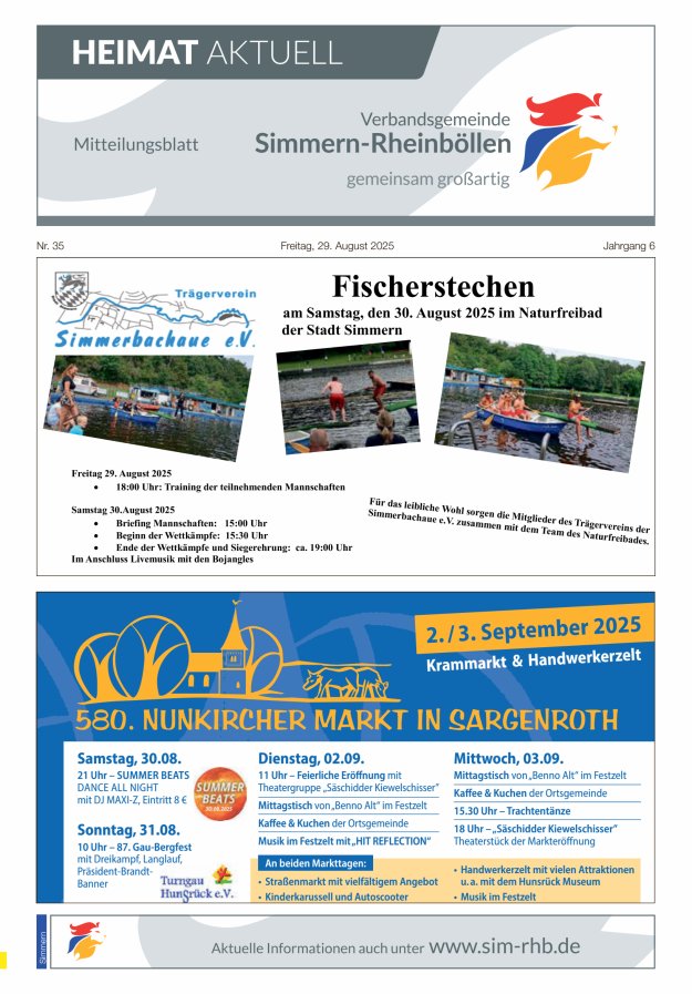 Heimat Aktuell - Mitteilungsbl der VG Simmern-Rheinböllen Ausg Simmern Titelblatt 35/2025
