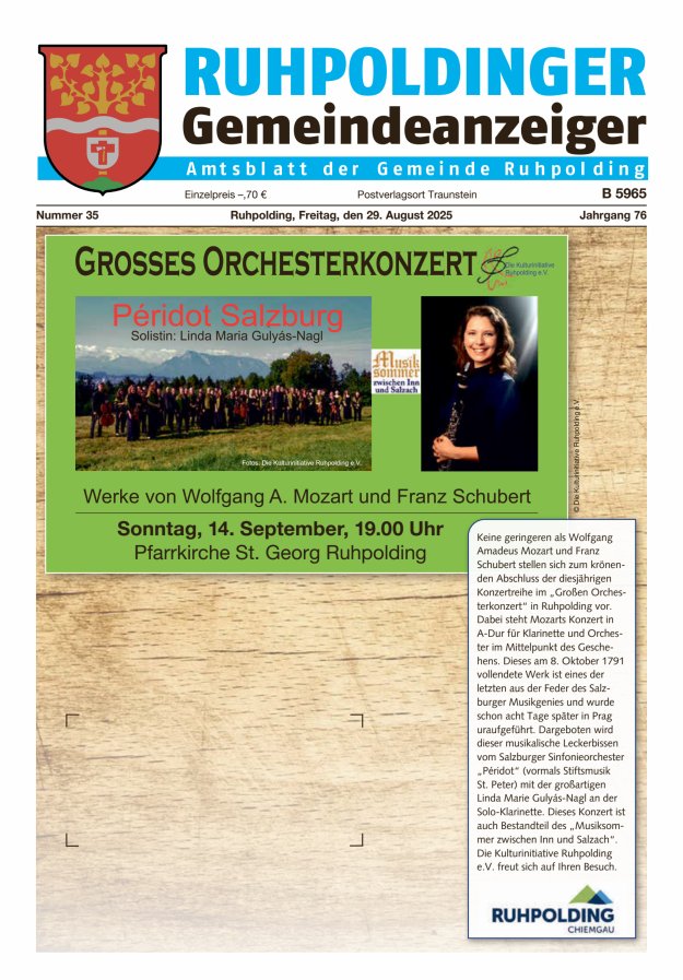 Ruhpoldinger Gemeindeanzeiger Titelblatt 35/2025