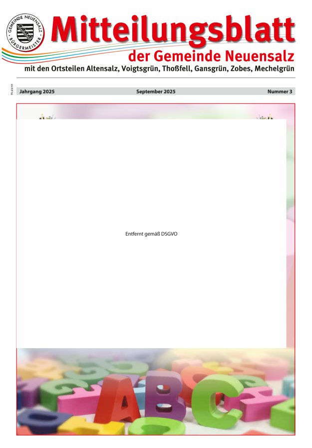 Mitteilungsblatt der Gemeinde Neuensalz Titelblatt 03/2025
