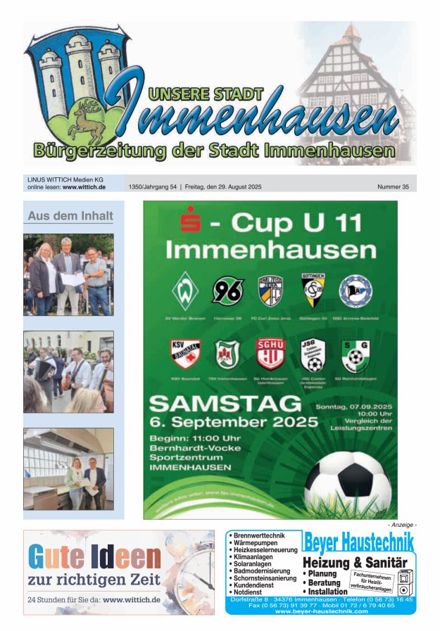 Unsere Stadt Immenhausen Titelblatt 35/2025