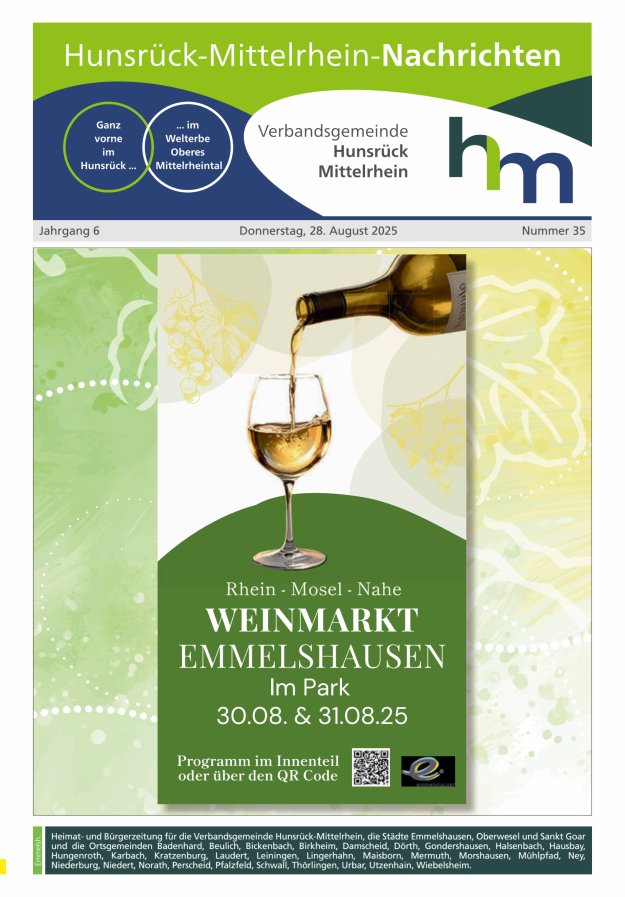 Hunsrück-Mittelrhein Nachrichten Ausgabe Emmelshausen Titelblatt 35/2025