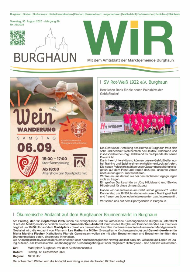 WIR - mit Amtsblatt der Marktgemeinde Burghaun Titelblatt 35/2025