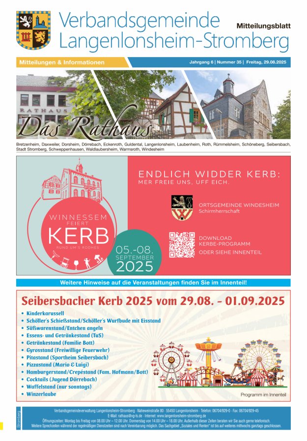 Das Rathaus - MTB d VG Langenlonsheim-Stromberg  Titelblatt 35/2025
