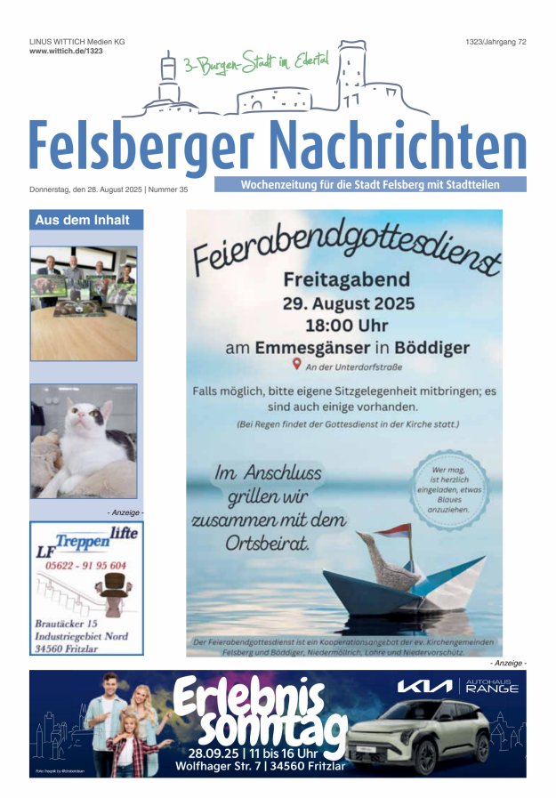 Felsberger Nachrichten Titelblatt 35/2025