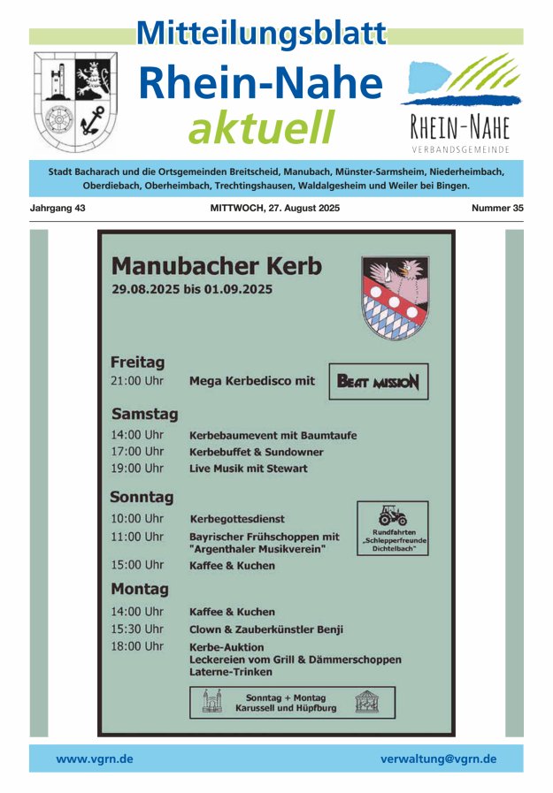 Rhein-Nahe aktuell Titelblatt 35/2025