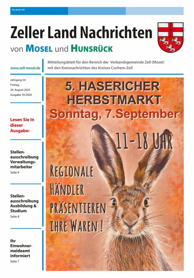 Zeller Land Nachrichten Titelblatt 35/2025