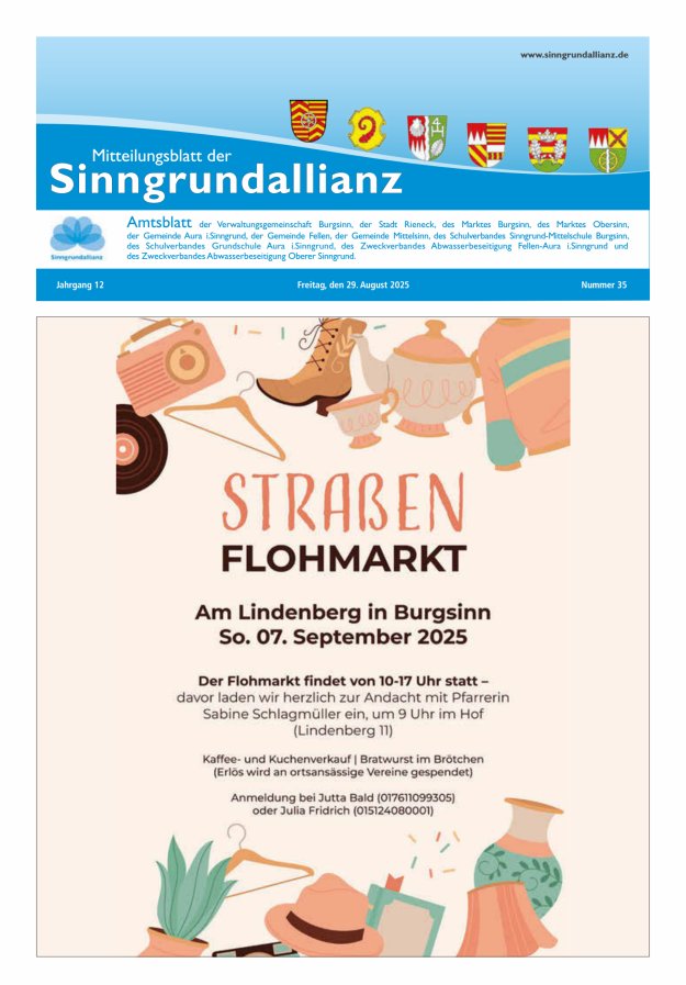 Mitteilungsblatt der Sinngrundallianz Titelblatt 35/2025