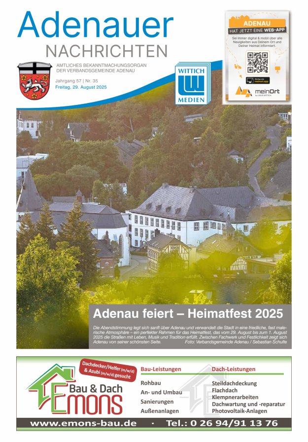 Adenauer Nachrichten Titelblatt 35/2025