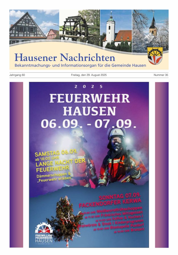 Hausener Nachrichten Titelblatt 35/2025