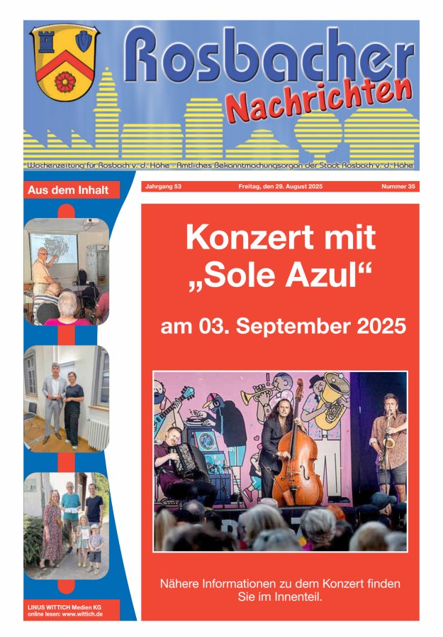 Rosbacher Nachrichten Titelblatt 35/2025