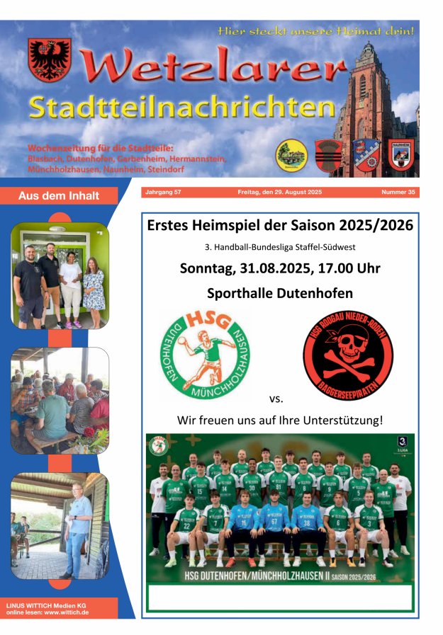 Wetzlarer Stadtteilnachrichten Titelblatt 35/2025