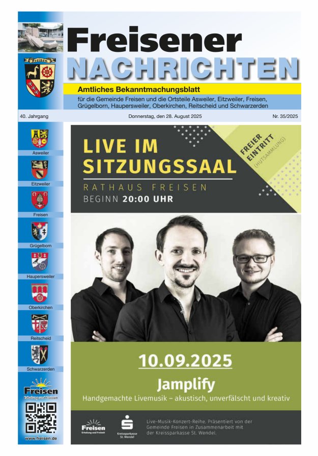 Freisener Nachrichten Titelblatt 35/2025