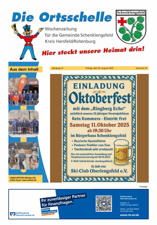 Die Ortsschelle Titelblatt 35/2025