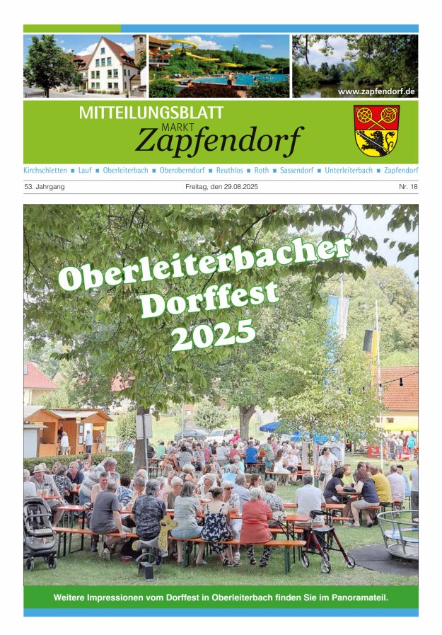 Mitteilungsblatt Markt Zapfendorf Titelblatt 18/2025
