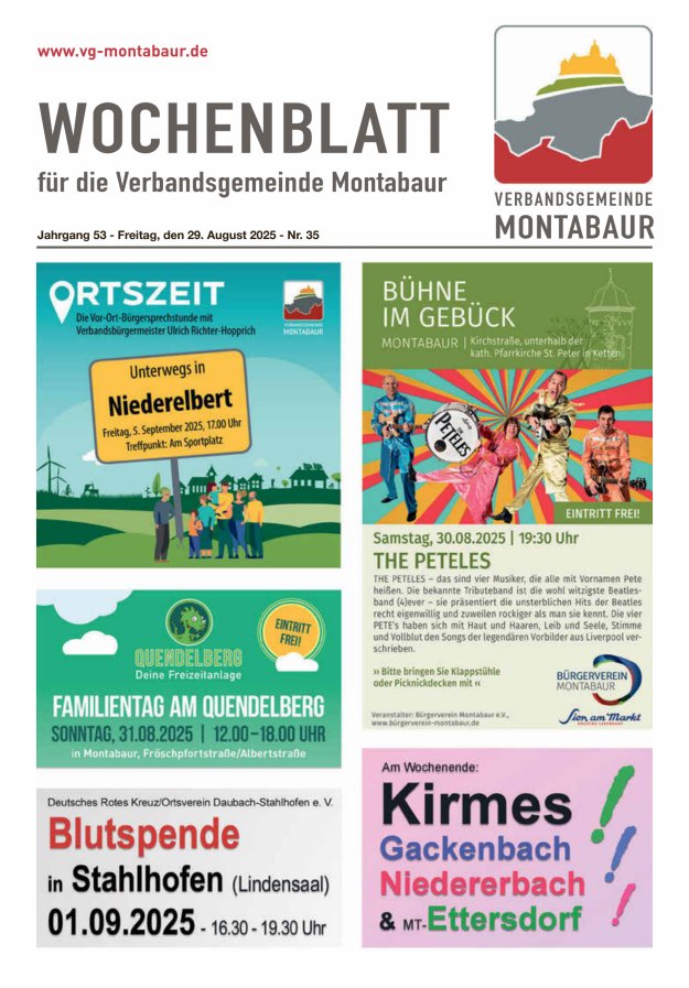 Wochenblatt der Verbandsgemeinde Montabaur Titelblatt 35/2025