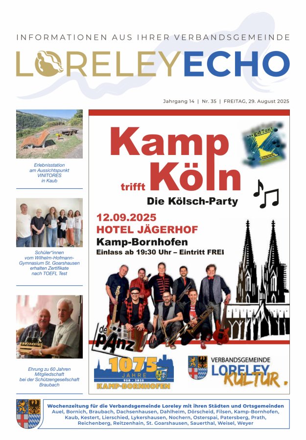 Loreley-Echo - Mitteilungsblatt der Verbandsgemeinde Loreley Titelblatt 35/2025