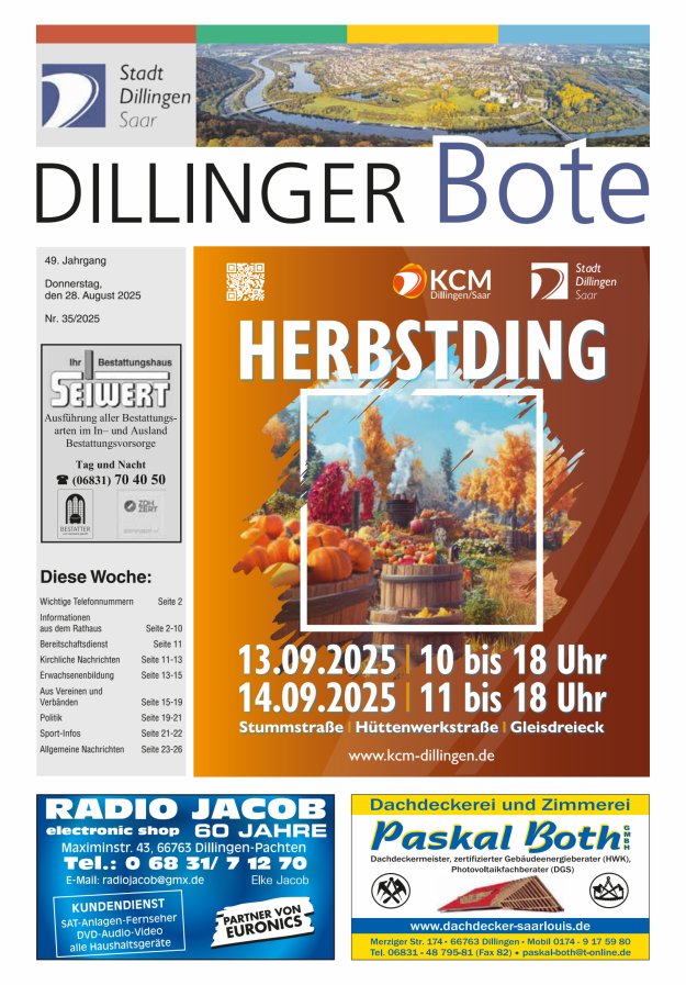 Dillinger Bote Titelblatt 35/2025