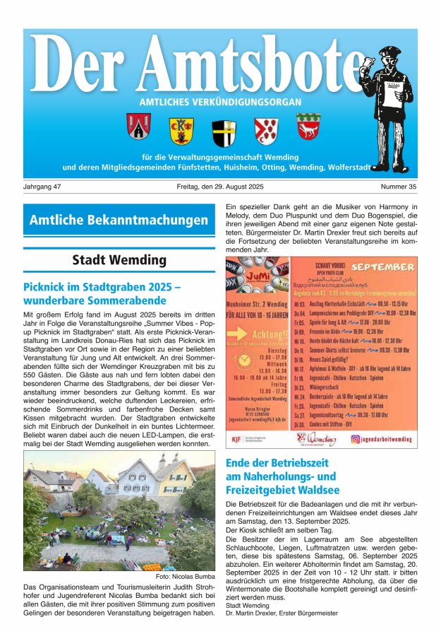 Der Amtsbote - Wemding Verwaltungsgemeinschaft Titelblatt 35/2025