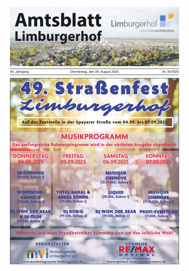 Amtsblatt Limburgerhof Titelblatt 35/2025