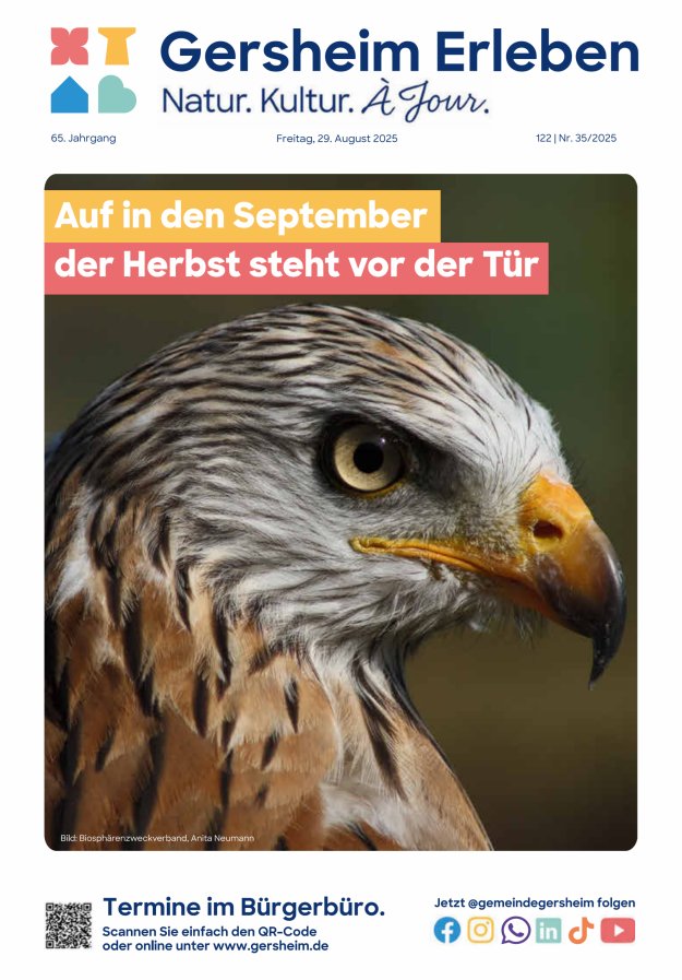 Bekanntmachungsblatt der Gemeinde Gersheim Titelblatt 35/2025