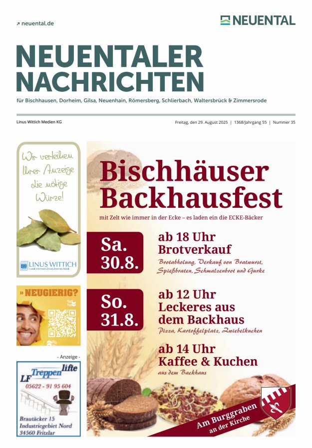 Neuentaler Nachrichten Titelblatt 35/2025