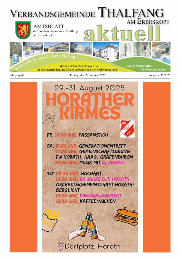 Thalfang aktuell - Amtsblatt VG Thalfang Titelblatt 35/2025