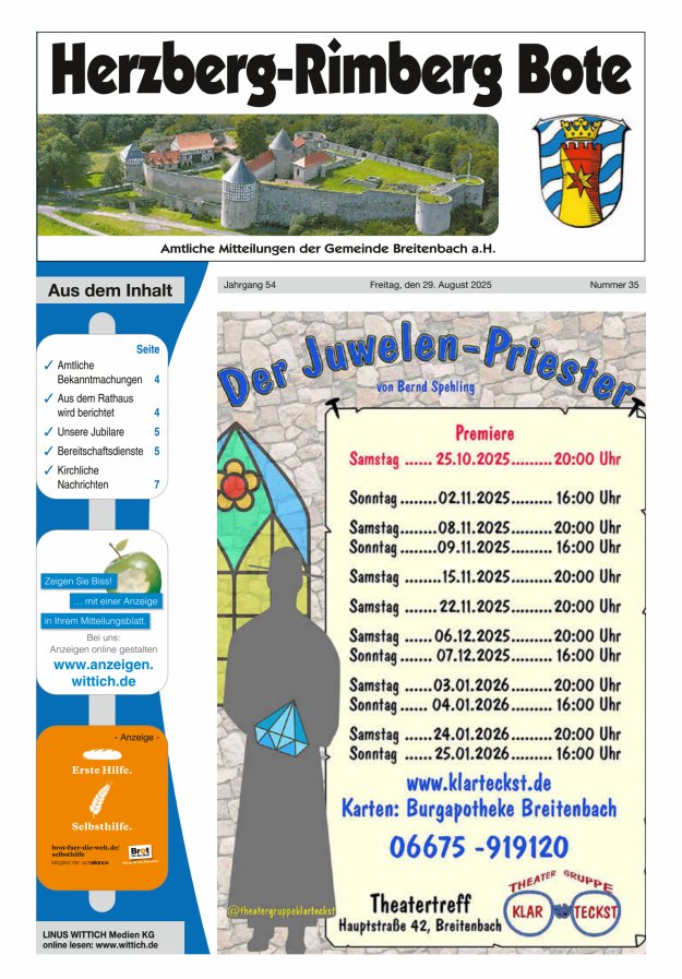 Herzberg-Rimberg Bote Titelblatt 35/2025