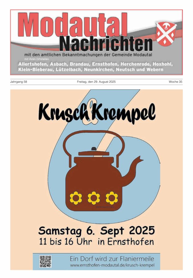 Modautal-Nachrichten Titelblatt 35/2025