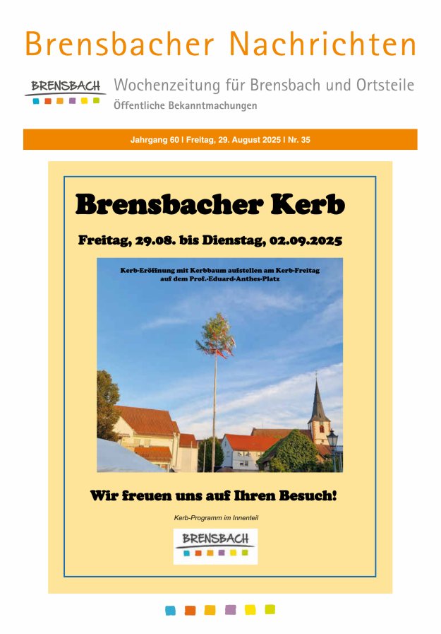 Brensbacher Nachrichten Titelblatt 35/2025