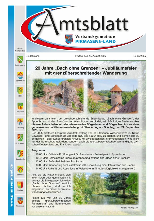 Amtsblatt VG Pirmasens-Land Titelblatt 35/2025