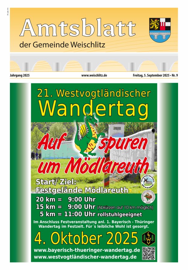Amtsblatt der Gemeinde Weischlitz Titelblatt 09/2025