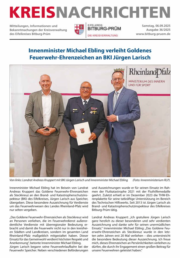 Kreis Bitburg-Prüm Titelblatt 36/2025