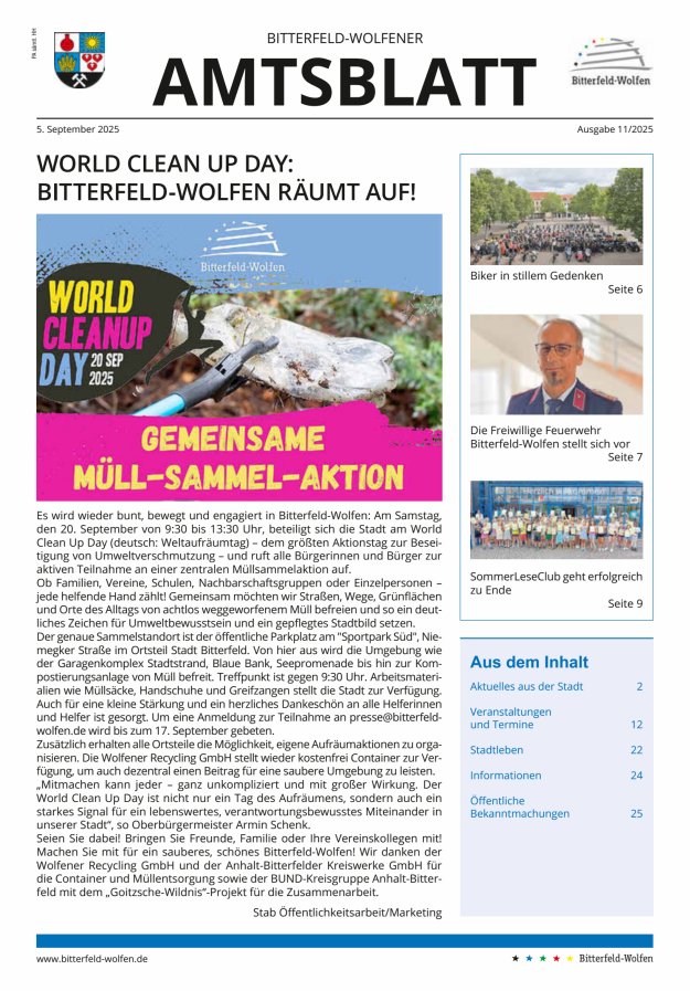 Bitterfeld-Wolfener Amtsblatt Titelblatt 11/2025