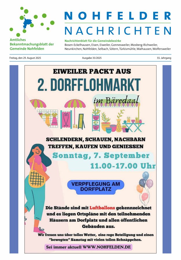 Nohfelder Nachrichten Titelblatt 35/2025