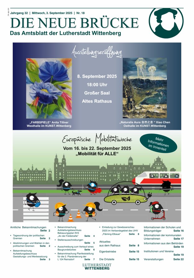 Die neue Brücke – Das Amtsblatt der Lutherstadt Wittenberg Titelblatt 18/2025